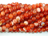 Banded Agate Beads, Red & Orange, 6 mm Round-RainbowBeads