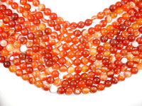 Banded Agate Beads, Red & Orange, 10mm-RainbowBeads