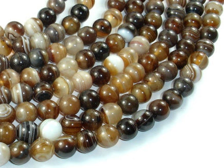 Banded Agate Beads, Brown, 8mm(8.4mm) Round-RainbowBeads