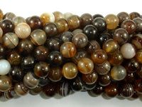 Banded Agate Beads, Brown, 8mm(8.4mm) Round-RainbowBeads