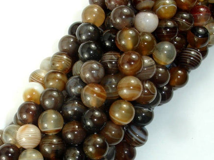 Banded Agate Beads, Brown, 8mm(8.4mm) Round-RainbowBeads