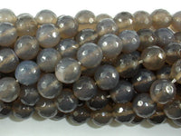 Gray Agate Beads, 10mm Faceted Round Beads-RainbowBeads