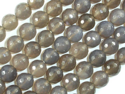 Gray Agate Beads, 10mm Faceted Round Beads-RainbowBeads