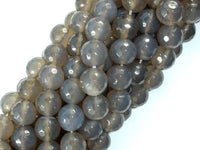 Gray Agate Beads, 10mm Faceted Round Beads-RainbowBeads