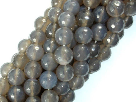 Gray Agate Beads, 10mm Faceted Round Beads-RainbowBeads