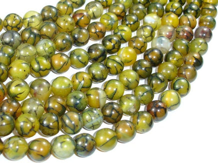 Dragon Vein Agate Beads, 10mm, Round Beads-RainbowBeads