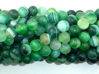 Matte Banded Agate Beads, Green, 8mm Round Beads-RainbowBeads