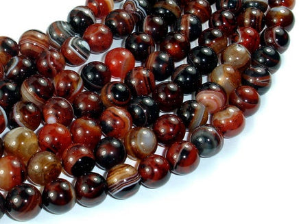 Banded Agate Beads, Sardonyx Agate Beads, 10mm(10.2mm) Round-RainbowBeads