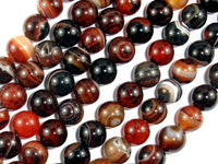 Banded Agate Beads, Sardonyx Agate Beads, 10mm(10.2mm) Round-RainbowBeads