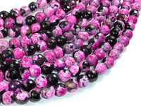 Agate Beads, Pink & Black, 8mm Faceted-RainbowBeads