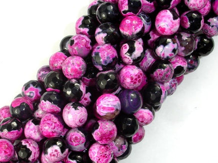 Agate Beads, Pink & Black, 8mm Faceted-RainbowBeads