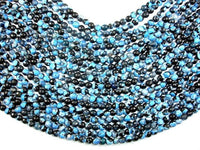 Agate Beads, Blue & Black, 6mm(6.3mm) Faceted Round-RainbowBeads