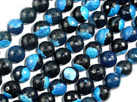 Agate Beads, Blue & Black, 10mm Faceted Round-RainbowBeads