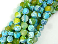 Agate Beads, Blue & Green, 8mm(8.4mm) Faceted-RainbowBeads