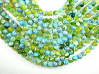 Agate Beads, Blue & Green, 8mm(8.4mm) Faceted-RainbowBeads