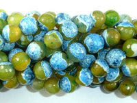 Agate Beads, Blue & Green, 10mm Faceted Round-RainbowBeads