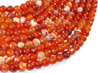 Fire Agate Beads, Orange & White, 8mm Faceted Round-RainbowBeads