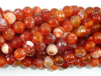 Fire Agate Beads, Orange & White, 8mm Faceted Round-RainbowBeads