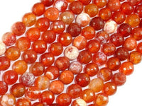 Fire Agate Beads, Orange & White, 8mm Faceted Round-RainbowBeads