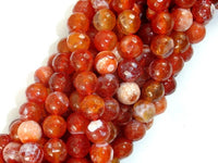 Fire Agate Beads, Orange & White, 8mm Faceted Round-RainbowBeads