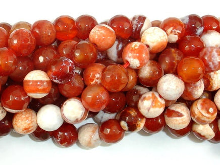 Fire Agate Beads, Orange & White, 10mm Faceted Round-RainbowBeads