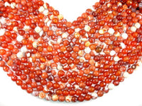 Fire Agate Beads, Orange & White, 10mm Faceted Round-RainbowBeads