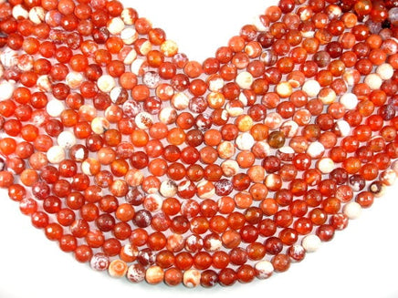 Fire Agate Beads, Orange & White, 10mm Faceted Round-RainbowBeads