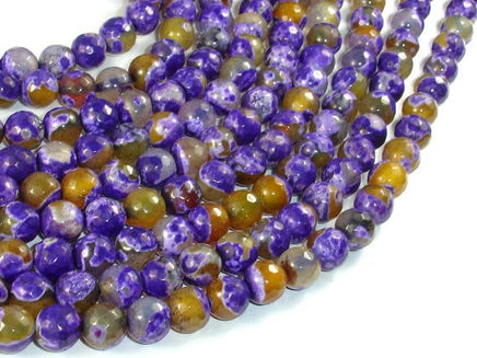 Agate Beads, Purple & Yellow, 8mm Faceted-RainbowBeads