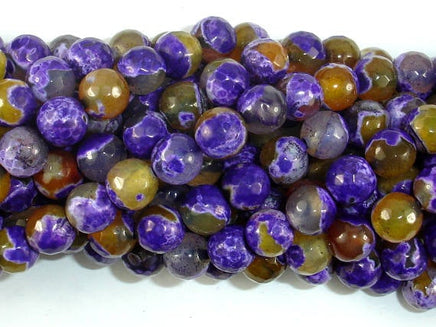 Agate Beads, Purple & Yellow, 8mm Faceted-RainbowBeads
