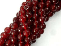 Red Jade Beads, Faceted Round, 10mm-RainbowBeads