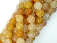 Yellow Jade Beads, 10mm(10.3mm) Round Beads-RainbowBeads