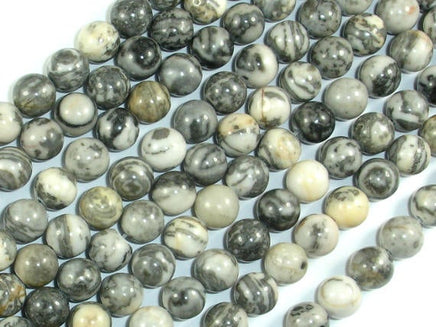 Gray Picture Jasper Beads, 8mm Round Beads-RainbowBeads