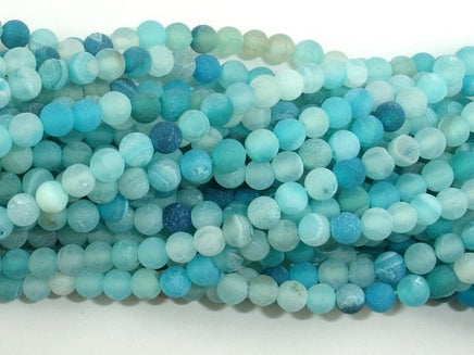 Frosted Matte Agate - Light Blue, 4mm Round Beads-RainbowBeads