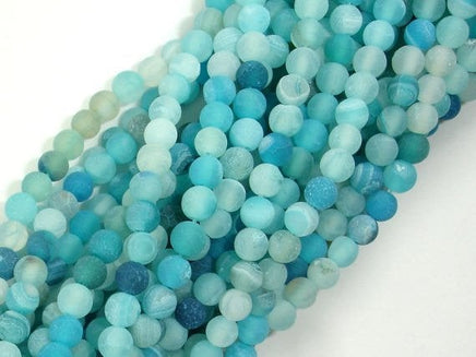 Frosted Matte Agate - Light Blue, 4mm Round Beads-RainbowBeads
