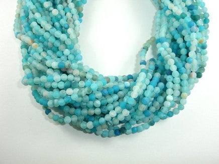 Frosted Matte Agate - Light Blue, 4mm Round Beads-RainbowBeads