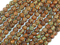 Crackle Tibetan Agate, 6mm Round Beads-RainbowBeads