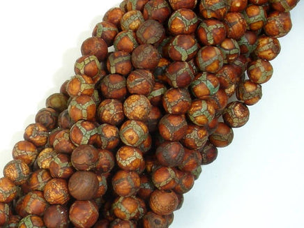 Crackle Tibetan Agate, 6mm Round Beads-RainbowBeads