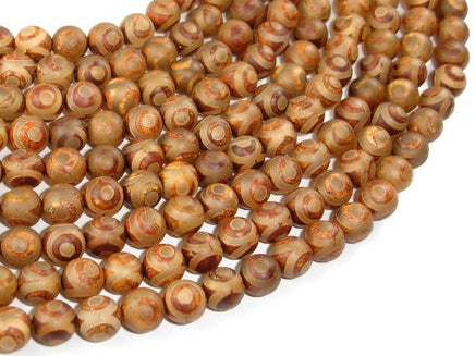 Tibetan Agate, 8mm (8.3mm) Round Beads-RainbowBeads