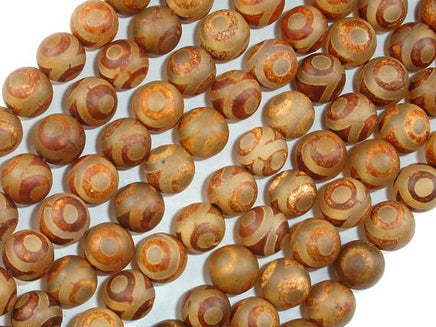 Tibetan Agate, 8mm (8.3mm) Round Beads-RainbowBeads