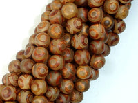 Tibetan Agate, 8mm (8.3mm) Round Beads-RainbowBeads