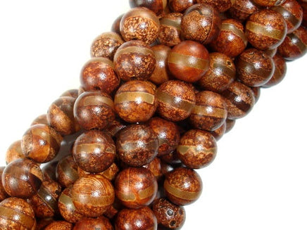 Tibetan Agate, 10mm (10.5mm) Round Beads-RainbowBeads