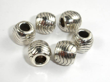Large Hole Metal Round Spacer Beads, Zinc Alloy, Antique Silver Tone, 10mm 10pcs-RainbowBeads