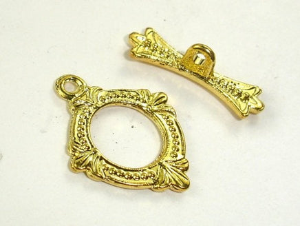 Metal Toggle Clasps , Gold Tone, Ring, 6 sets-RainbowBeads