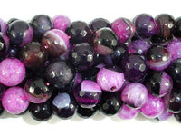 Agate Beads, Pink & Black, 10mm Faceted-RainbowBeads
