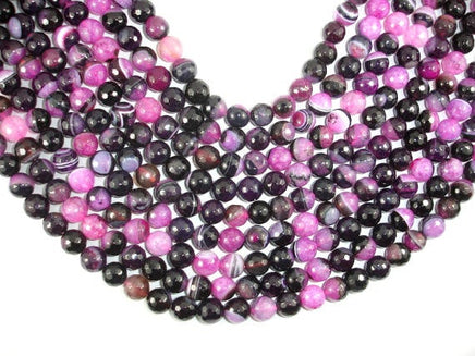 Agate Beads, Pink & Black, 10mm Faceted-RainbowBeads