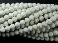 White Lava Beads, 6mm(6.3mm) Round Beads-RainbowBeads