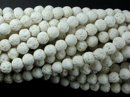White Lava Beads, 6mm(6.3mm) Round Beads-RainbowBeads