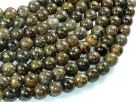 Orange Dendritic Jade Beads, 10mm Round Beads-RainbowBeads