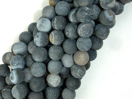 Frosted Matte Agate - Gray, 8mm Round Beads-RainbowBeads