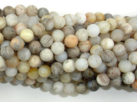 Matte Bamboo Leaf Agate, 6mm Round Beads-RainbowBeads